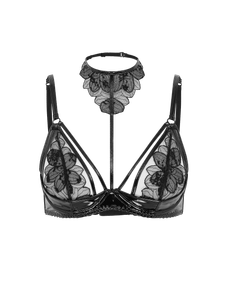 Litzia High Necked Underwired Bra Black | Agent Provocateur