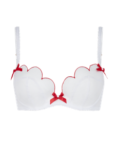 Lorna Plunge Underwired Bra White/Red | Agent Provocateur
