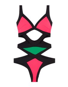 Mazzy Swimsuit  Black/Green/Pink | Agent Provocateur