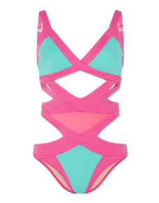 Mazzy Swimsuit  Mint/Pink | Agent Provocateur