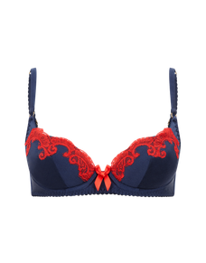 Molly Plunge Underwired Bra Navy/Red | Agent Provocateur
