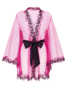 Lindie Short Dressing Gown  Fuchsia/Black | Agent Provocateur