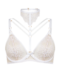 Melanie Plunge Underwired Bra  White/Sand | Agent Provocateur