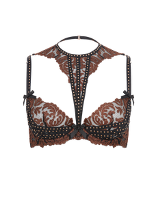 Zarella Plunge Underwired Bra Bronze/Black | Agent Provocateur