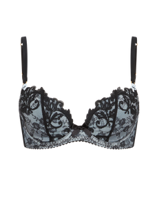 Clarette Plunge Underwired Bra  Blue/Black | Agent Provocateur