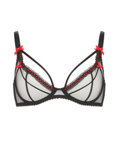 Hetty Plunge Underwired Bra Black/Red | Agent Provocateur