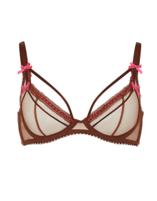 Hetty Plunge Underwired Bra  Brown/Pink | Agent Provocateur