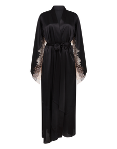 Vitoria Long Dressing Gown  Black/Blush | Agent Provocateur