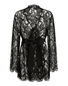 Vivienna Short Kimono  Black/Pearl | Agent Provocateur