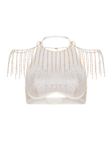 Solar High Neck Underwired Bra White/Sand | Agent Provocateur
