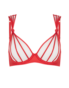 Ozara Plunge Underwired Bra Sand/Red | Agent Provocateur