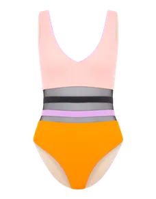 Zenaya Bandeau Bikini Top in Coral Multicolour | By Agent