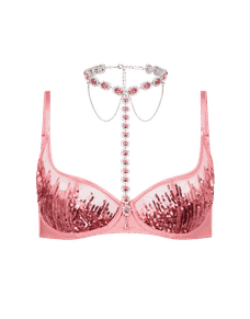 Calista Plunge Underwired Bra Pink/Silver | Agent Provocateur