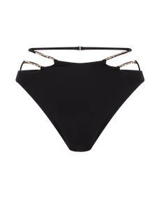 Christiana High Waisted Bikini Bottom Black/Gold | Agent Provocateur
