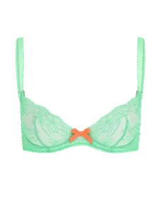 Isedora Plunge Underwired Bra Green/Neon Orange | Agent Provocateur