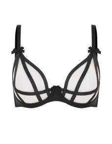Briella Plunge Underwired Bra Black/Sand | Agent Provocateur