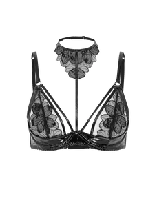 Litzia High Necked Underwired Bra Black | Agent Provocateur