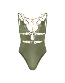 Davine Swimsuit Green/Gold | Agent Provocateur