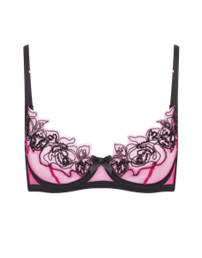 Lindie Demi Cup Plunge Underwired Bra Fuchsia/Black | Agent Provocateur