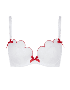Lorna Plunge Underwired Bra White/Red | Agent Provocateur