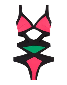 Mazzy Swimsuit  Black/Green/Pink | Agent Provocateur