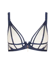 Rubi Plunge Underwired Bra Nude/Navy | Agent Provocateur