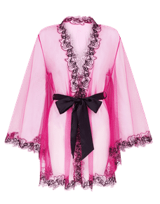 Lindie Short Dressing Gown  Fuchsia/Black | Agent Provocateur