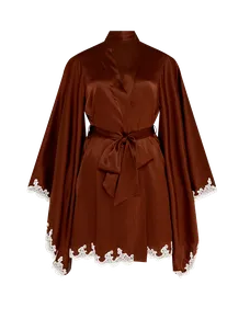 Molly Short Kimono Brown/Ivory | Agent Provocateur