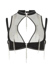 Crystalina High Neck Underwired Bra Black | Agent Provocateur