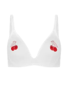 Perri Plunge Underwired Bra  White/Red | Agent Provocateur