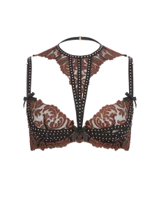 Zarella Plunge Underwired Bra Bronze/Black | Agent Provocateur