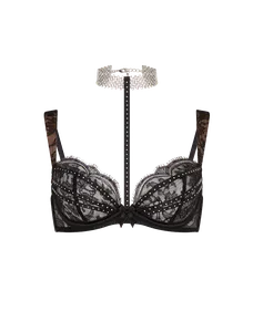 Anora High Neck Underwired Bra Black/Crystal | Agent Provocateur