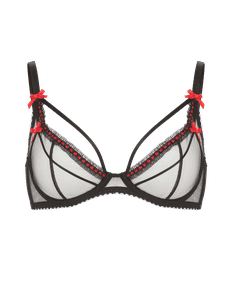 Hetty Plunge Underwired Bra Black/Red | Agent Provocateur