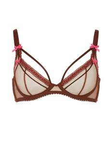Hetty Plunge Underwired Bra  Brown/Pink | Agent Provocateur