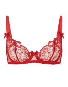 Lisetta Plunge Underwired Bra Red/Sand | Agent Provocateur