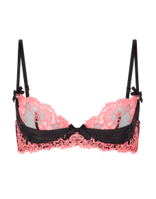 Dioni Plunge Underwired Bra Black/Neon Pink | Agent Provocateur