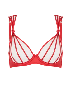 Ozara Plunge Underwired Bra Sand/Red | Agent Provocateur