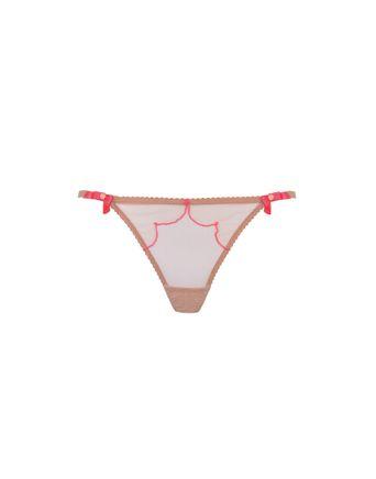 Agent Provocateur Lorna Thong AP3 UK 10-12 Nude Tulle with Lilac Detail