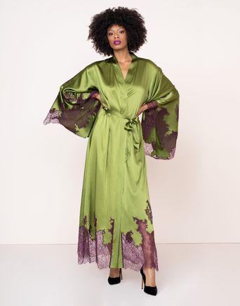 olive green silk robe