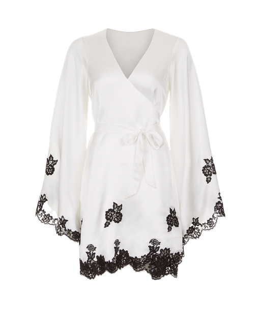 Gulia Short Kimono Ivory/Black | Agent Provocateur