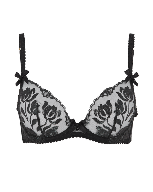 Sparkle Plunge Underwired Bra Black | Agent Provocateur