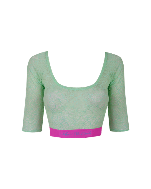 Cher Crop T-Shirt Mint/Pink | Agent Provocateur