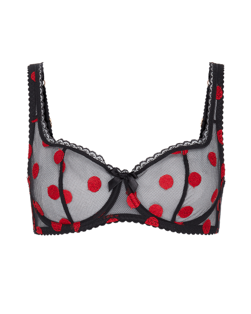 Gabby Balconette Underwired Bra Black/Red | Agent Provocateur