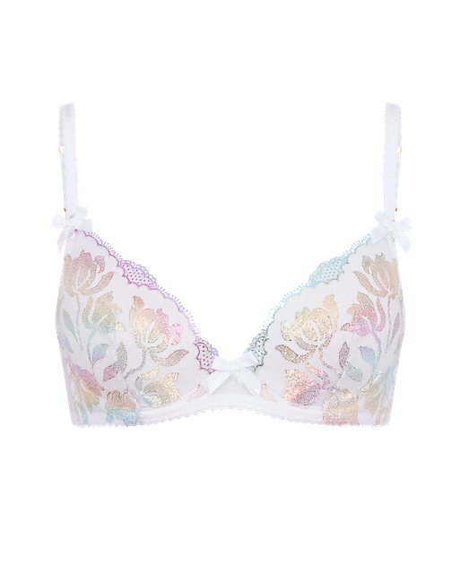 Sparkle Plunge Underwired Bra White | Agent Provocateur