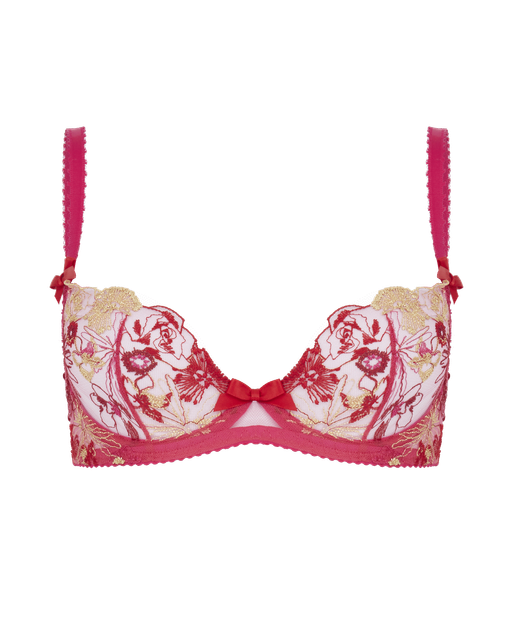 Zuri Plunge Underwired Bra Fuchsia/Red/Gold | Agent Provocateur
