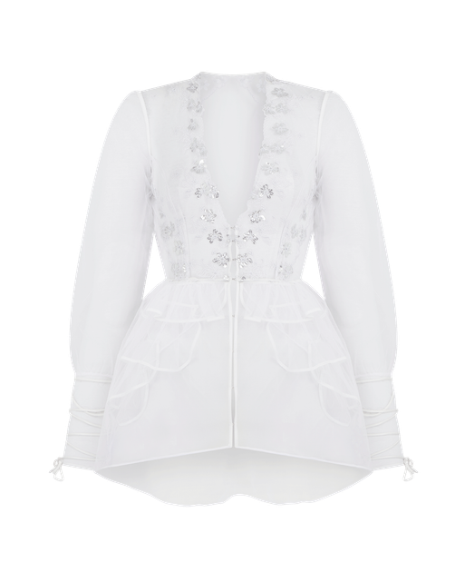 Skylee Short Dressing Gown White/Silver | Agent Provocateur