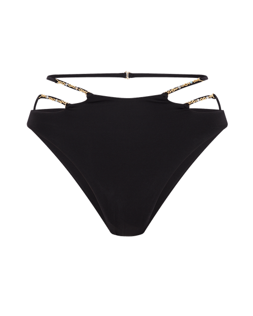 Christiana High Waisted Bikini Bottom Black/Gold | Agent Provocateur