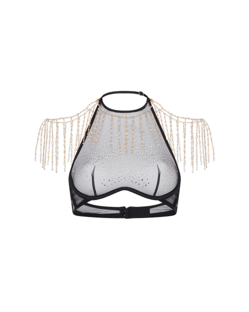 Solar High Neck Underwired Bra Black/Crystal | Agent Provocateur