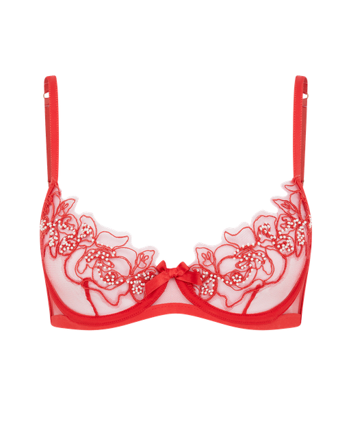 Lindie Balconette Underwired Bra Red/Red | Agent Provocateur