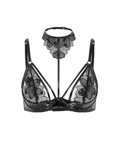 Litzia High Necked Underwired Bra Black | Agent Provocateur